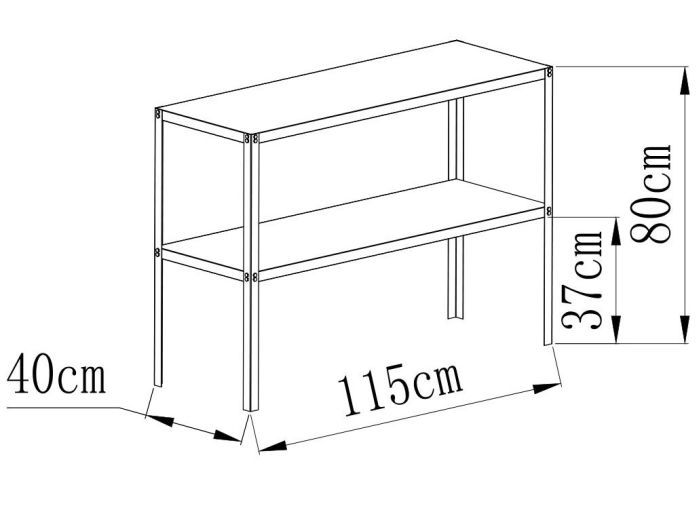 Ocelový regál 115x40 cm dvoupolicový stříbrný GSD2