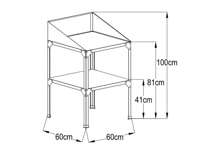 ocelový regál 60x60x41/81 cm dvoupolicový stříbrný GSE3