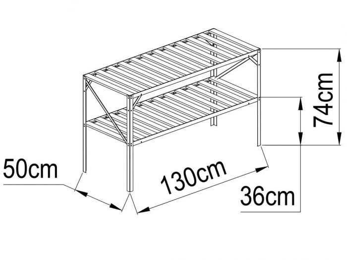 AL regál 130x50 cm dvoupolicový stříbrný GSB2